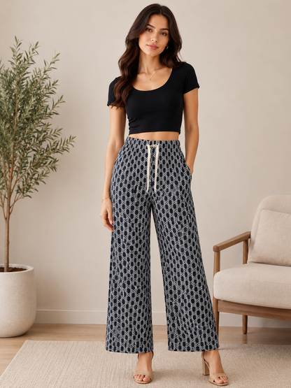 بنطلون ستاتي كولوت مرسم
