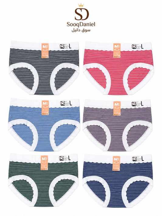 سلب ستاتي مخطط  خصر عريض 6 قطع